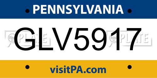 GLV5917 Pennsylvania License Plate