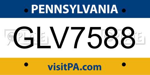 GLV7588 Pennsylvania License Plate