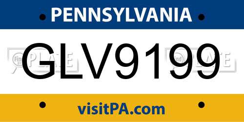 GLV9199 Pennsylvania License Plate