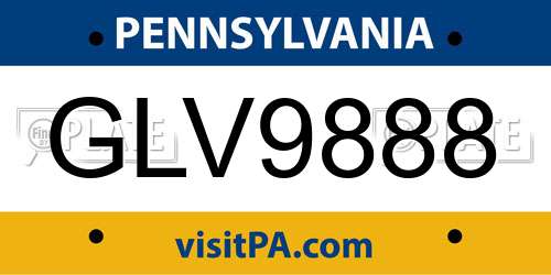 GLV9888 Pennsylvania License Plate