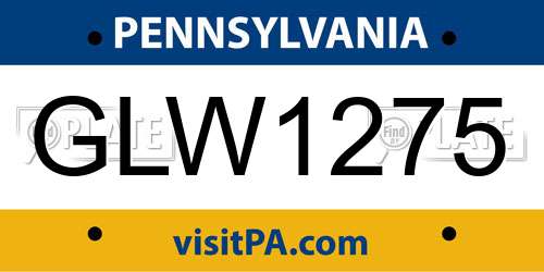 GLW1275 Pennsylvania License Plate