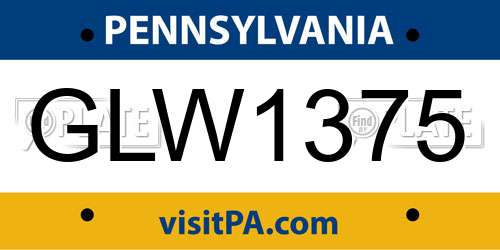 GLW1375 Pennsylvania License Plate