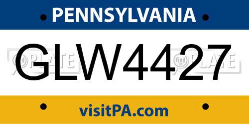 GLW4427 Pennsylvania License Plate