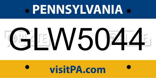 GLW5044 Pennsylvania License Plate
