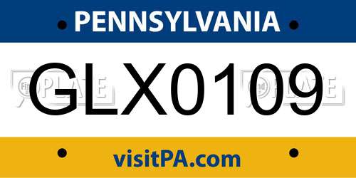 GLX0109 Pennsylvania License Plate