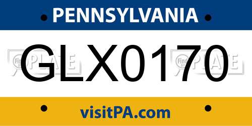 GLX0170 Pennsylvania License Plate