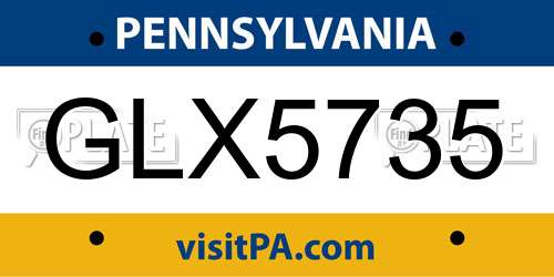 GLX5735 Pennsylvania License Plate