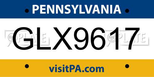 GLX9617 Pennsylvania License Plate