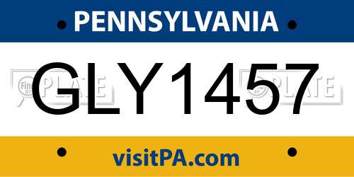 GLY1457 Pennsylvania License Plate