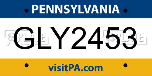 GLY2453 Pennsylvania License Plate