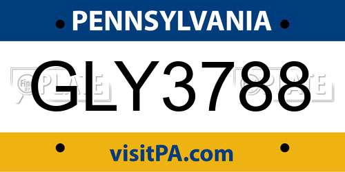 GLY3788 Pennsylvania License Plate