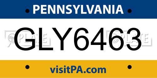 GLY6463 Pennsylvania License Plate