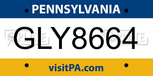 GLY8664 Pennsylvania License Plate