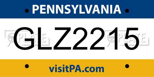 GLZ2215 Pennsylvania License Plate