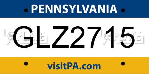 GLZ2715 Pennsylvania License Plate