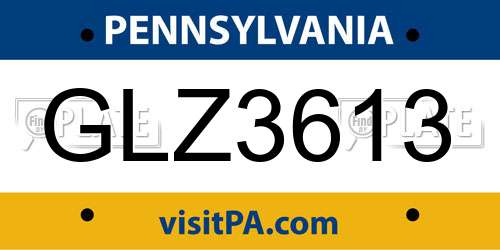 GLZ3613 Pennsylvania License Plate