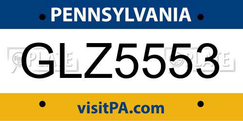 GLZ5553 Pennsylvania License Plate