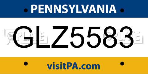 GLZ5583 Pennsylvania License Plate
