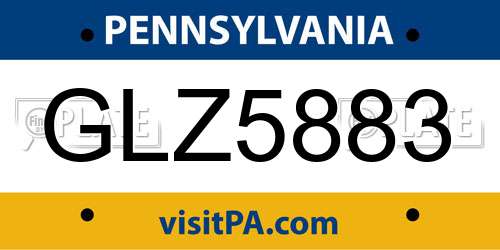 GLZ5883 Pennsylvania License Plate
