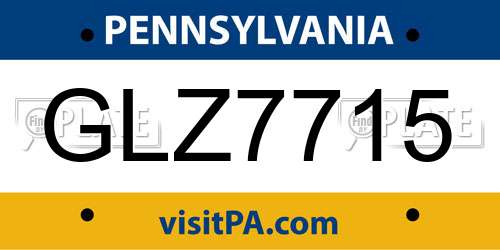 GLZ7715 Pennsylvania License Plate