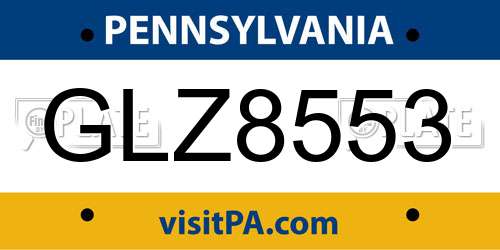 GLZ8553 Pennsylvania License Plate