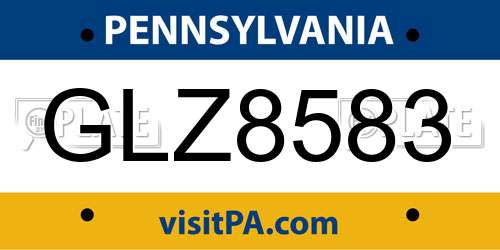 GLZ8583 Pennsylvania License Plate