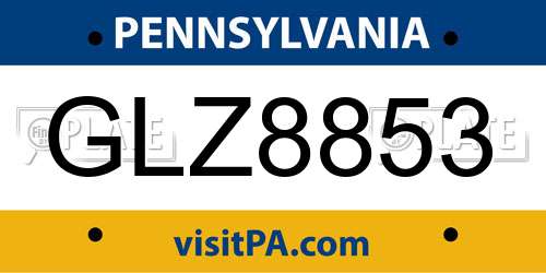 GLZ8853 Pennsylvania License Plate