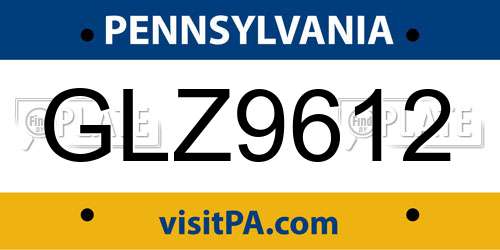 GLZ9612 Pennsylvania License Plate