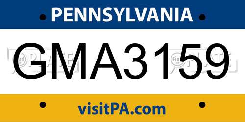 GMA3159 Pennsylvania License Plate