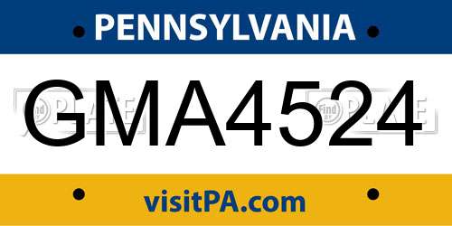 GMA4524 Pennsylvania License Plate