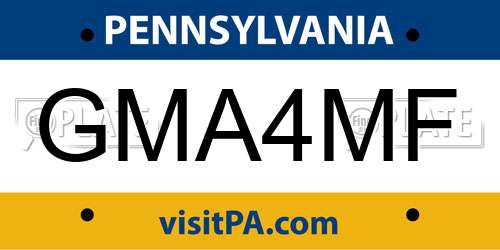 GMA4MF Pennsylvania License Plate