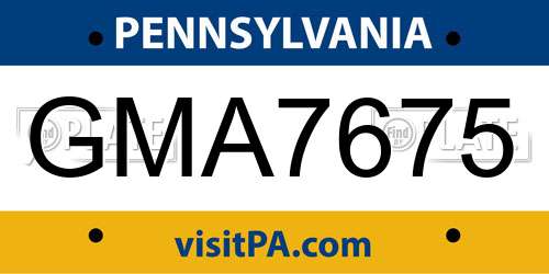 GMA7675 Pennsylvania License Plate