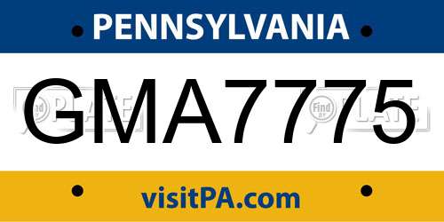 GMA7775 Pennsylvania License Plate