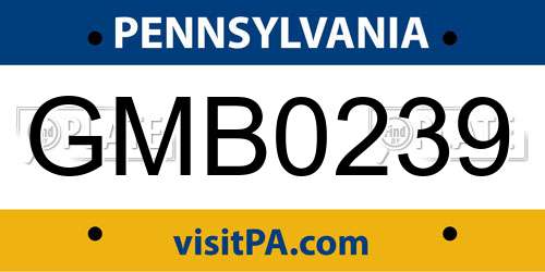 GMB0239 Pennsylvania License Plate