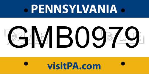 GMB0979 Pennsylvania License Plate