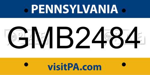 GMB2484 Pennsylvania License Plate