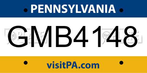 GMB4148 Pennsylvania License Plate