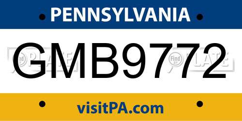 GMB9772 Pennsylvania License Plate