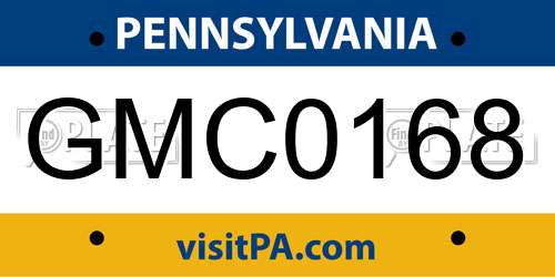 GMC0168 Pennsylvania License Plate
