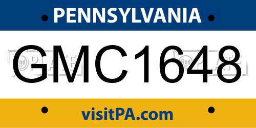 GMC1648 Pennsylvania License Plate