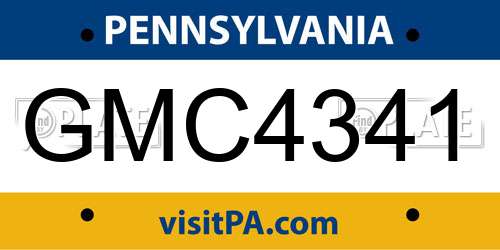 GMC4341 Pennsylvania License Plate