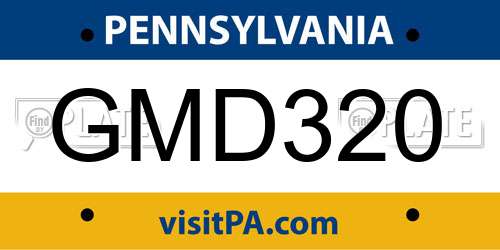 GMD320 Pennsylvania License Plate