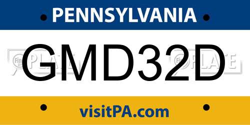 GMD32D Pennsylvania License Plate
