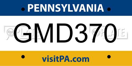 GMD370 Pennsylvania License Plate