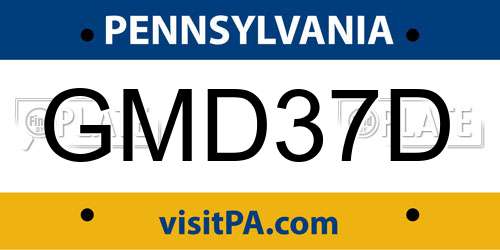 GMD37D Pennsylvania License Plate