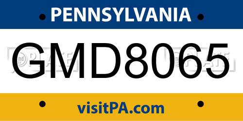 GMD8065 Pennsylvania License Plate