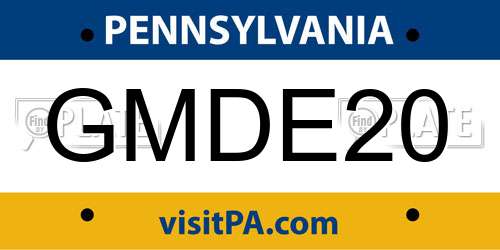 GMDE20 Pennsylvania License Plate
