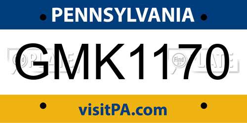 GMK1170 Pennsylvania License Plate