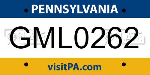 GML0262 Pennsylvania License Plate