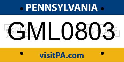GML0803 Pennsylvania License Plate